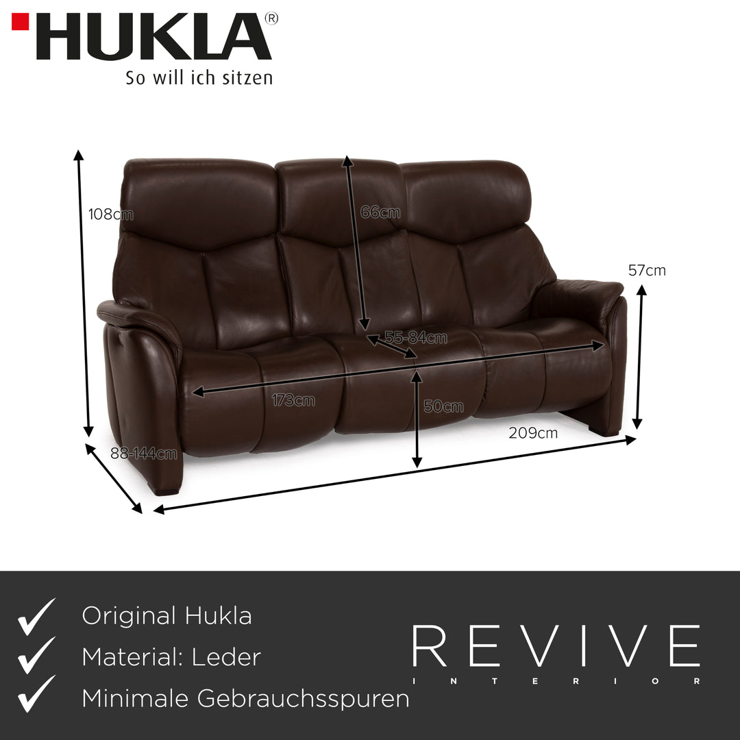 Hukla Nevada Leder Sofa Braun Dreisitzer elektrische Relaxfunktion Dunkelbraun