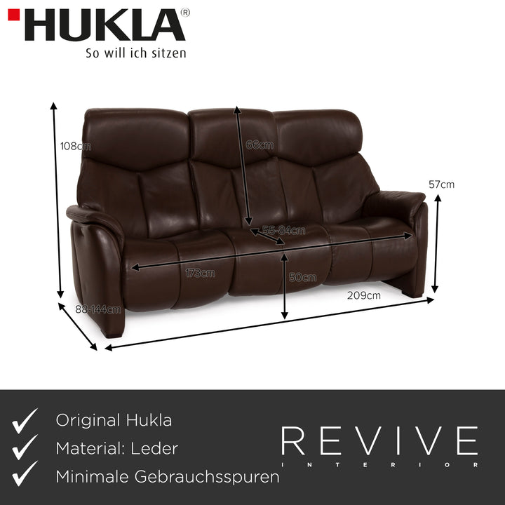 Hukla Nevada Leder Sofa Braun Dreisitzer elektrische Relaxfunktion Dunkelbraun