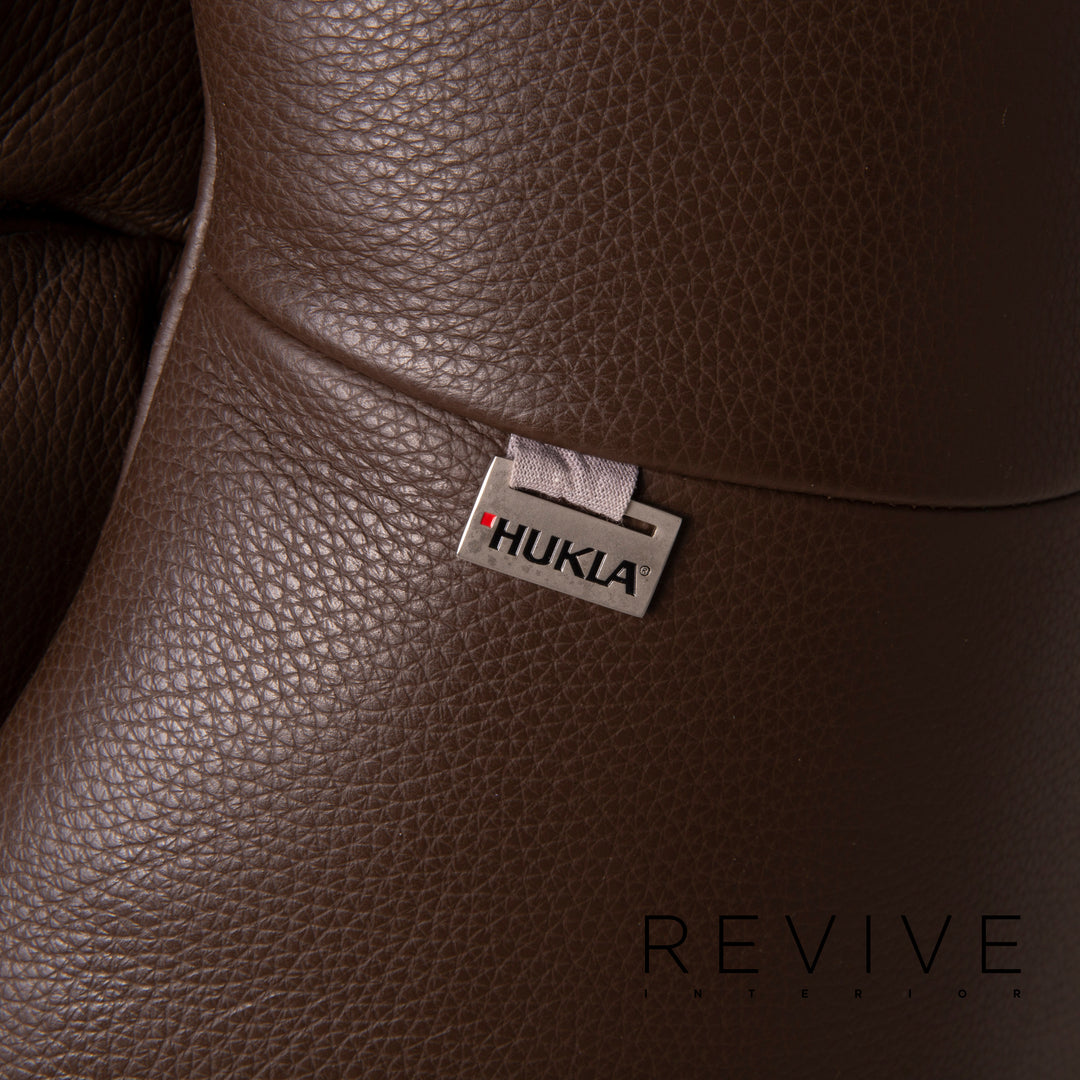 Hukla Nevada Leder Sofa Braun Dreisitzer elektrische Relaxfunktion Dunkelbraun