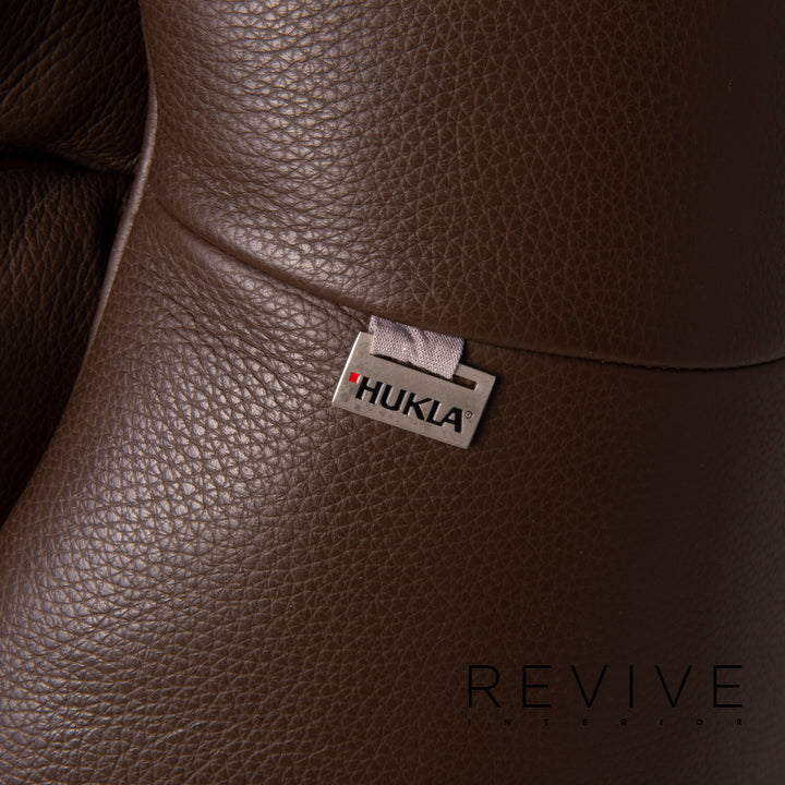 Hukla Nevada Leder Sofa Braun Dreisitzer elektrische Relaxfunktion Dunkelbraun