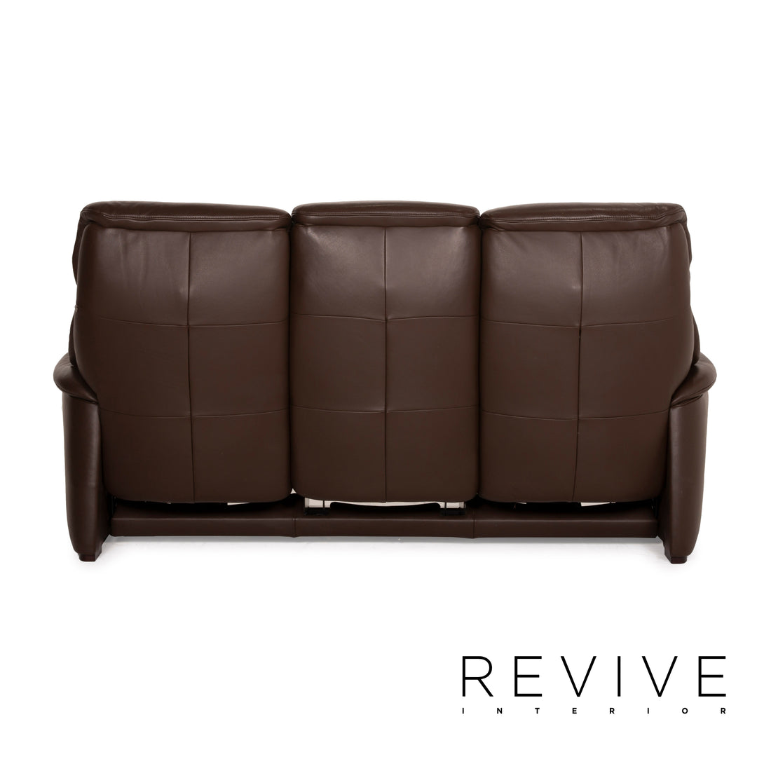 Hukla Nevada Leder Sofa Braun Dreisitzer elektrische Relaxfunktion Dunkelbraun