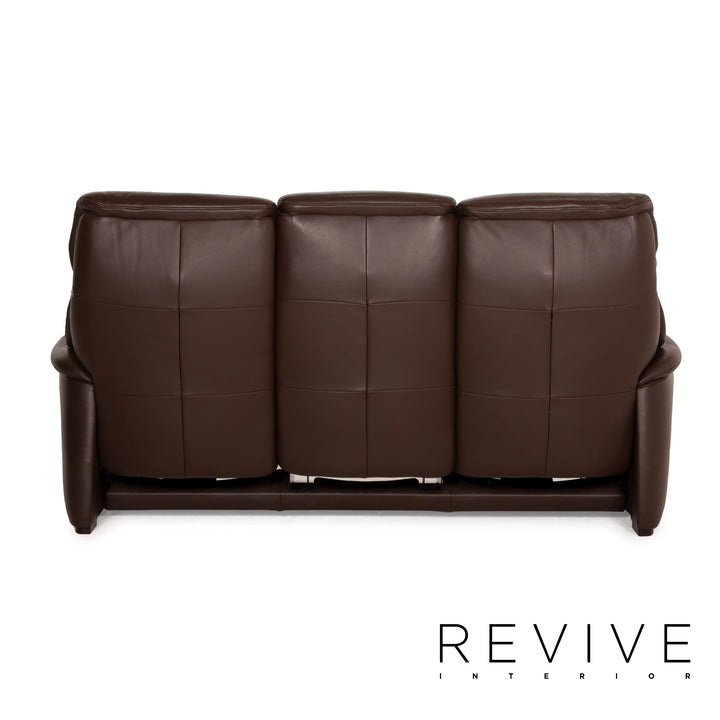 Hukla Nevada Leder Sofa Braun Dreisitzer elektrische Relaxfunktion Dunkelbraun