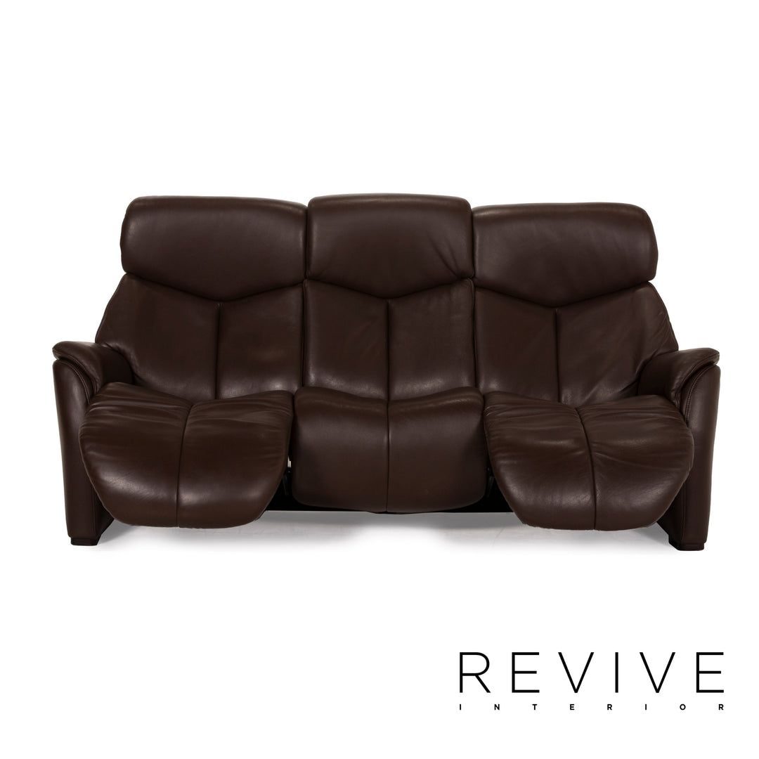 Hukla Nevada Leder Sofa Braun Dreisitzer elektrische Relaxfunktion Dunkelbraun