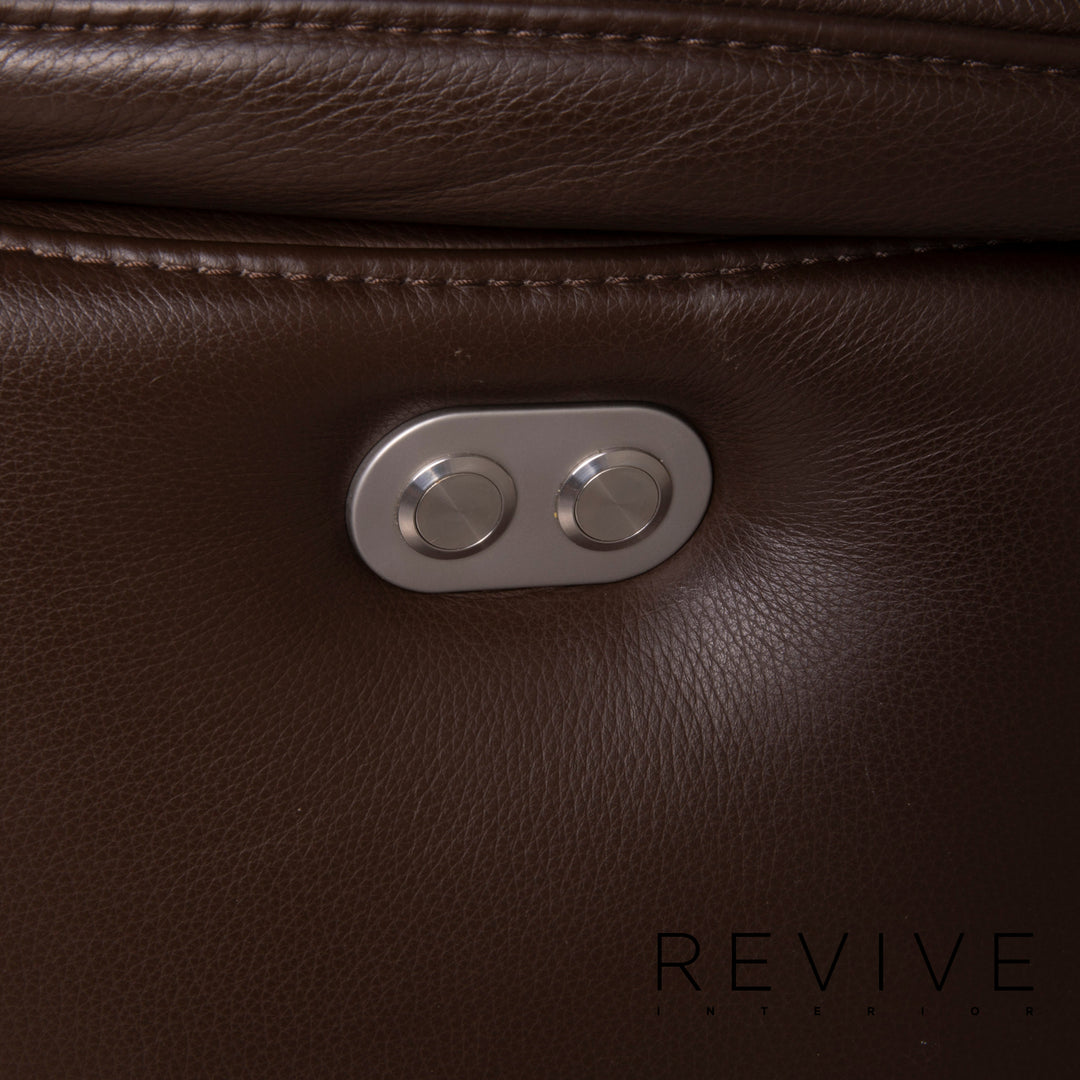 Hukla Nevada Leder Sofa Braun Dreisitzer elektrische Relaxfunktion Dunkelbraun