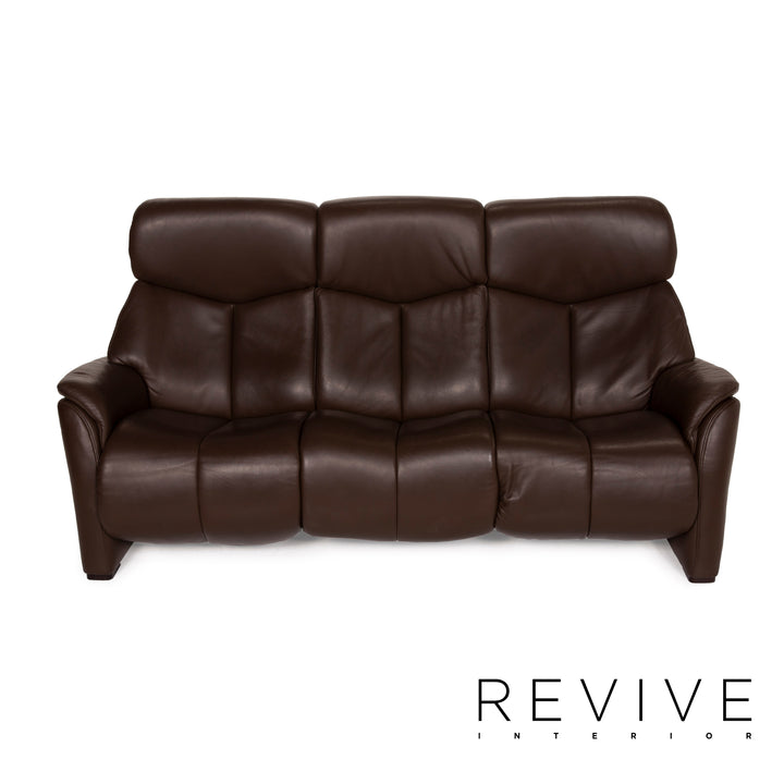 Hukla Nevada Leder Sofa Braun Dreisitzer elektrische Relaxfunktion Dunkelbraun