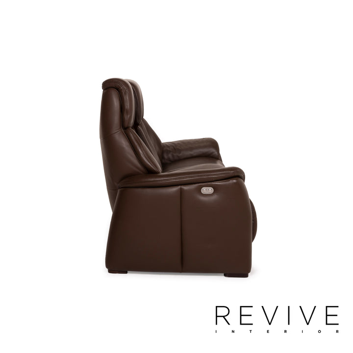 Hukla Nevada Leder Sofa Braun Dreisitzer elektrische Relaxfunktion Dunkelbraun