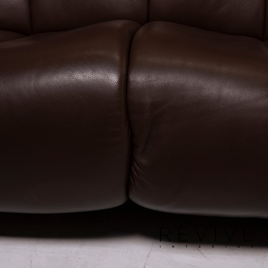 Hukla Nevada Leder Sofa Braun Dreisitzer elektrische Relaxfunktion Dunkelbraun