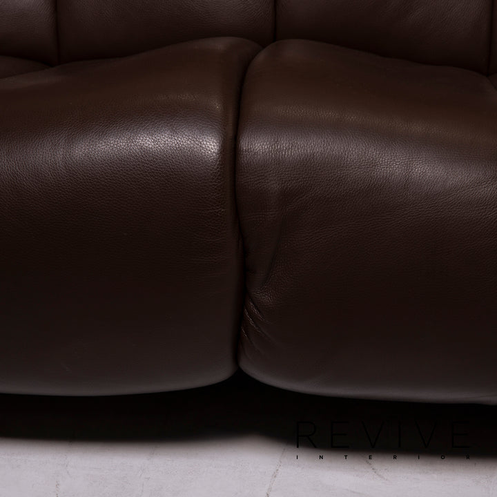 Hukla Nevada Leder Sofa Braun Dreisitzer elektrische Relaxfunktion Dunkelbraun