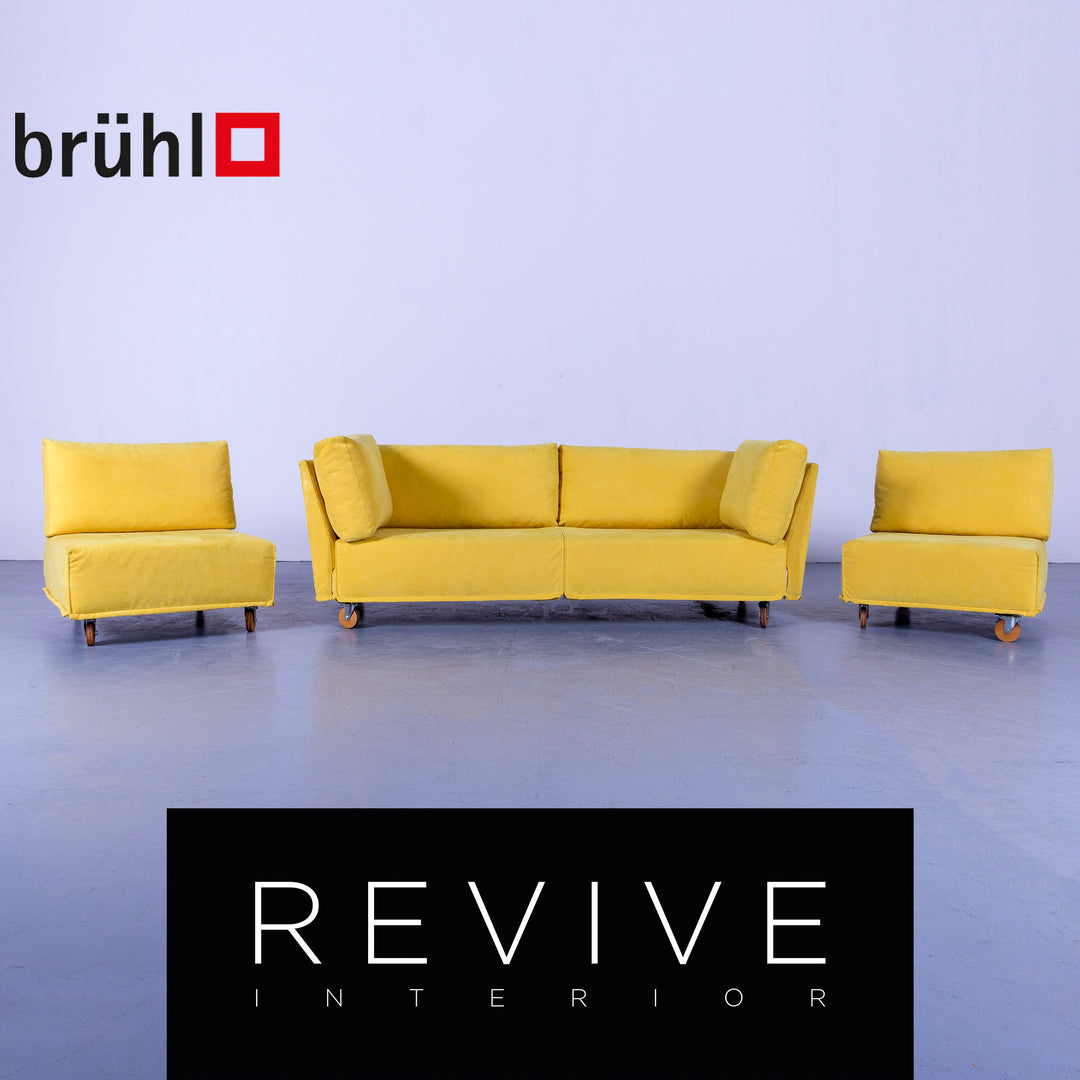 Brühl Carousel Designer Stoff Sofa Gelb Dreisitzer Couch #5273