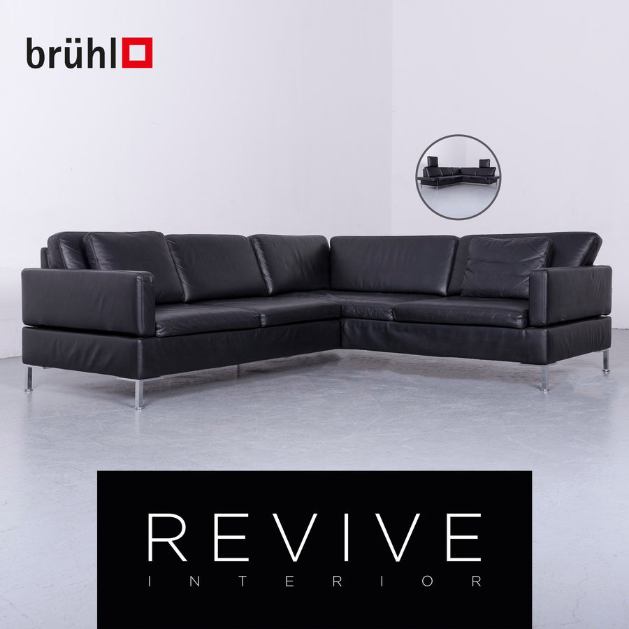 Brühl Alba Leder Ecksofa Schwarz Echtleder Couch Funktion #6347