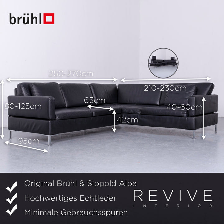 Brühl Alba Leder Ecksofa Schwarz Echtleder Couch Funktion #6347