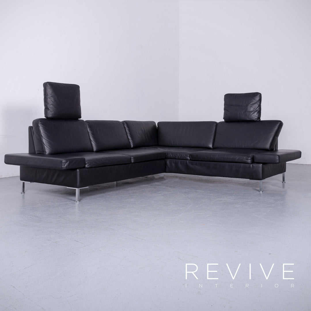 Brühl Alba Leder Ecksofa Schwarz Echtleder Couch Funktion #6347