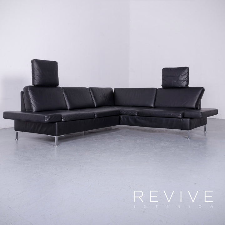 Brühl Alba Leder Ecksofa Schwarz Echtleder Couch Funktion #6347