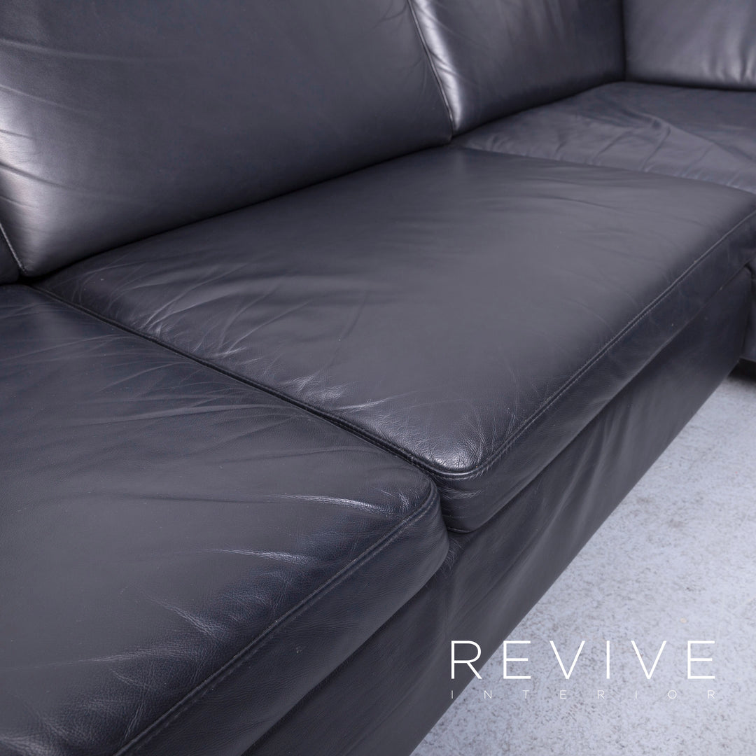 Brühl Alba Leder Ecksofa Schwarz Echtleder Couch Funktion #6347
