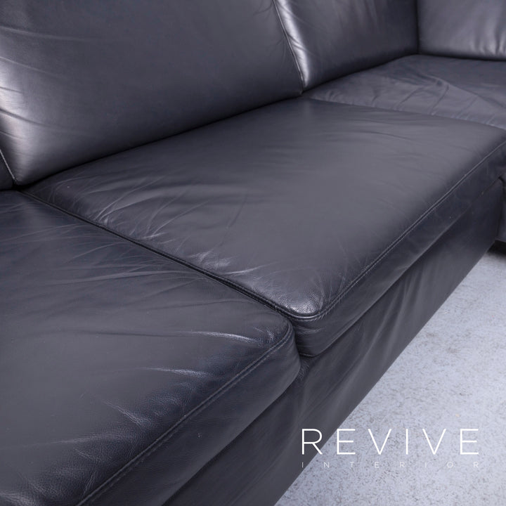 Brühl Alba Leder Ecksofa Schwarz Echtleder Couch Funktion #6347