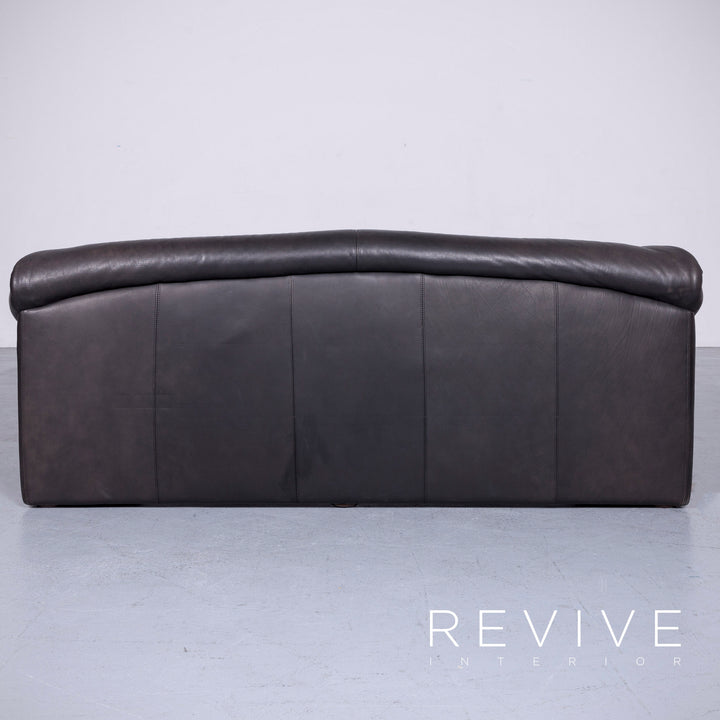 Brühl Designer Leder Sofa Schwarz Echtleder Dreisitzer Couch #6275