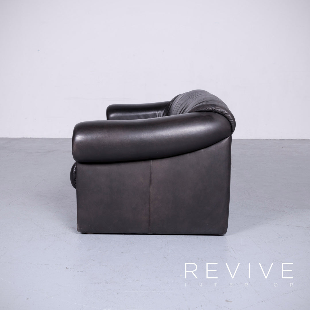 Brühl Designer Leder Sofa Schwarz Echtleder Dreisitzer Couch #6275