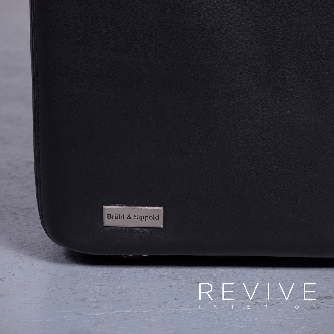 Brühl Designer Leder Sofa Schwarz Zweisitzer Echtleder Couch #6276