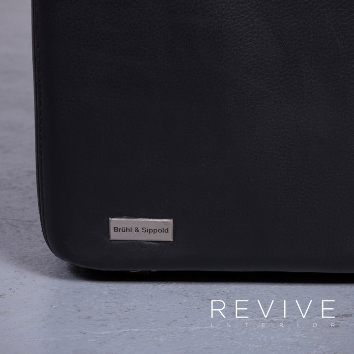 Brühl Designer Leder Sofa Schwarz Zweisitzer Echtleder Couch #6276