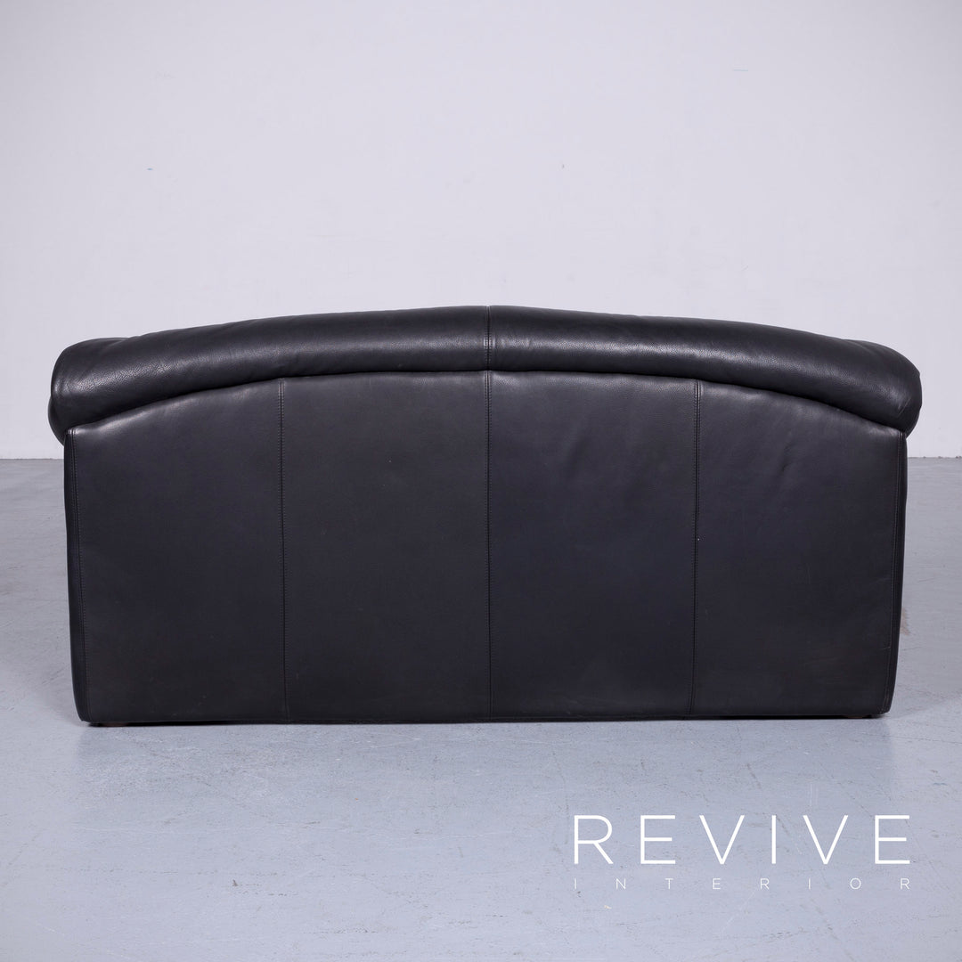 Brühl Designer Leder Sofa Schwarz Zweisitzer Echtleder Couch #6276