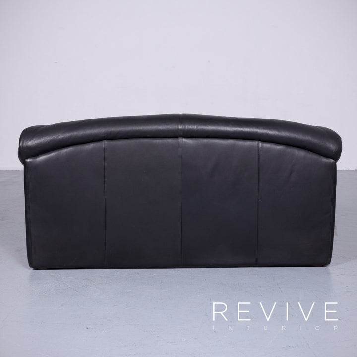 Brühl Designer Leder Sofa Schwarz Zweisitzer Echtleder Couch #6276