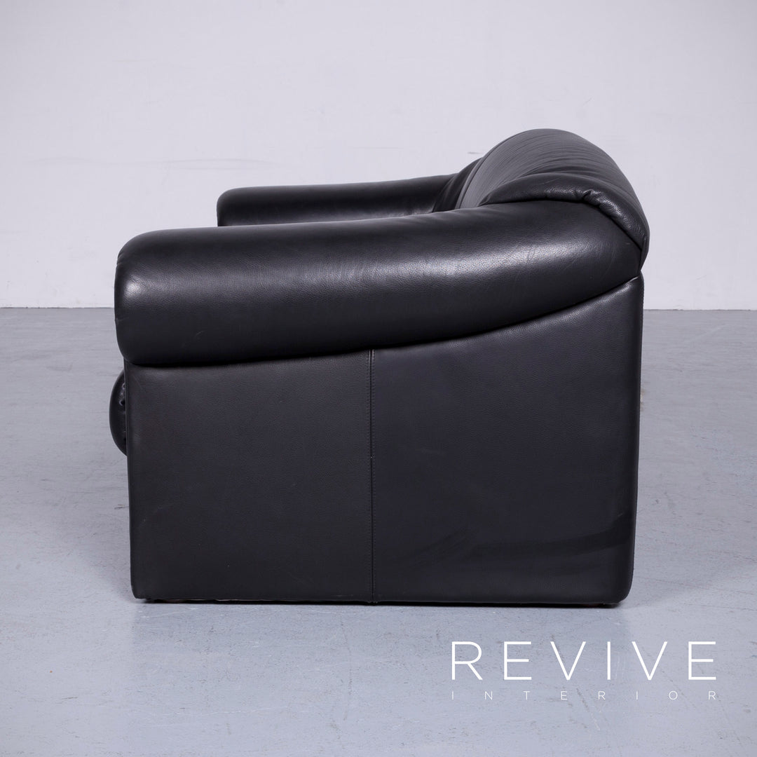 Brühl Designer Leder Sofa Schwarz Zweisitzer Echtleder Couch #6276