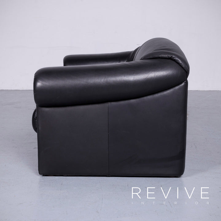 Brühl Designer Leder Sofa Schwarz Zweisitzer Echtleder Couch #6276