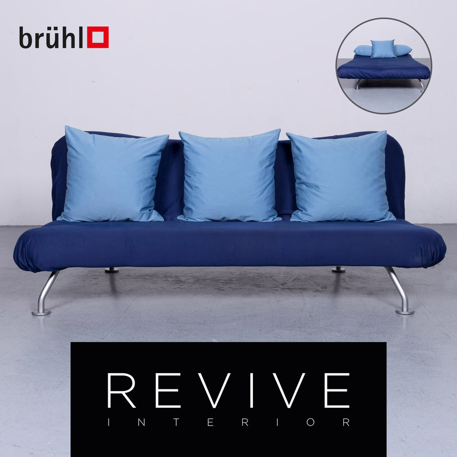 Brühl more Designer Stoff Sofa Blau Dreisitzer Funktion Schlafsofa #6542