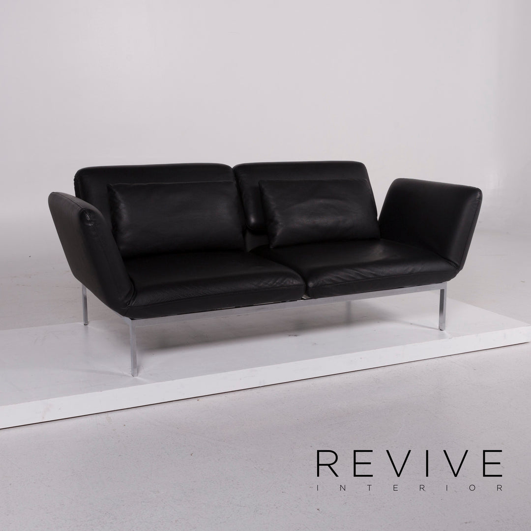 Brühl Roro Medium Leather Sofa Black Two Seater incl. Feature #11661