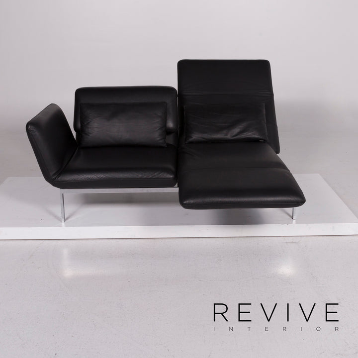 Brühl Roro Medium Leather Sofa Black Two Seater incl. Feature #11661