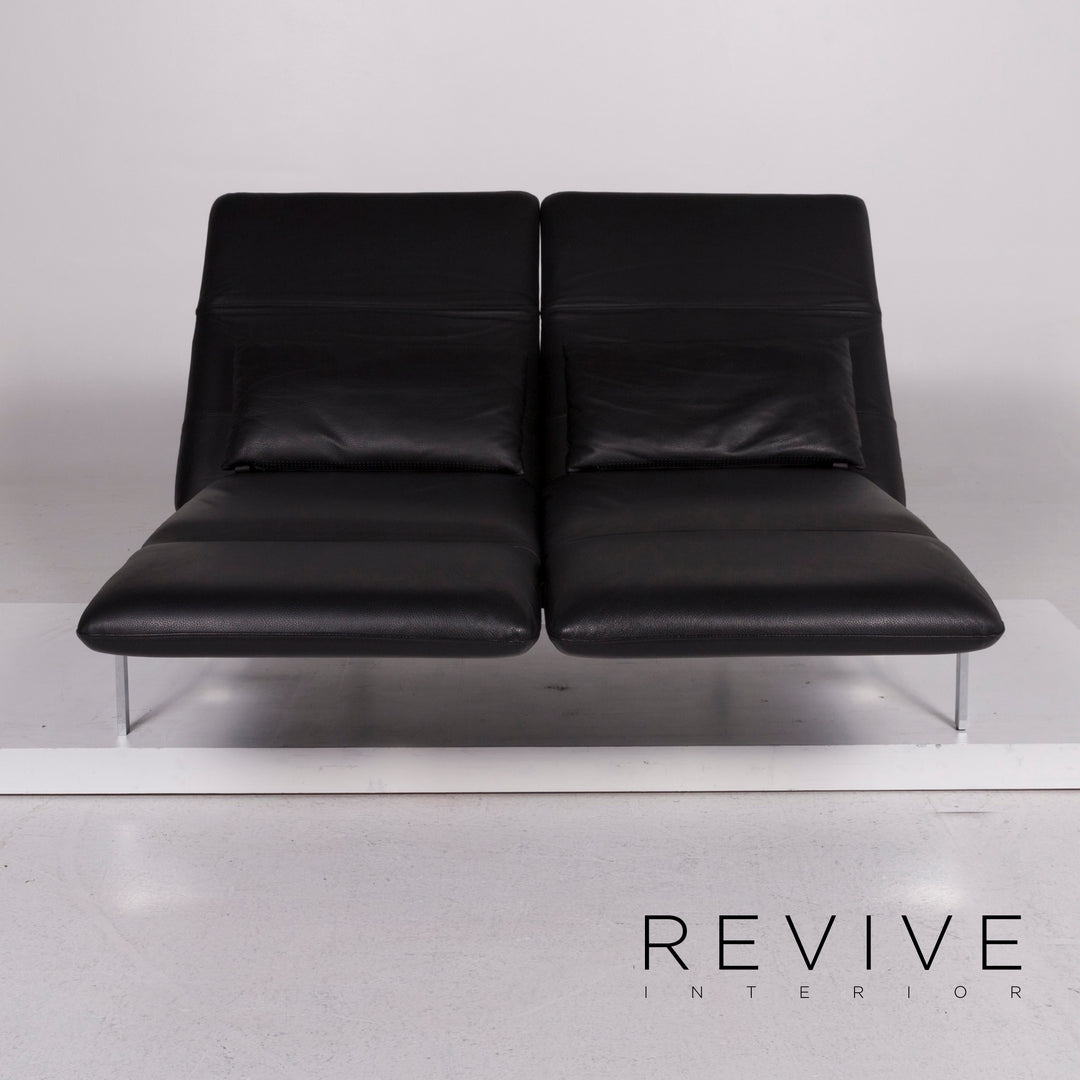 Brühl Roro Medium Leather Sofa Black Two Seater incl. Feature #11661