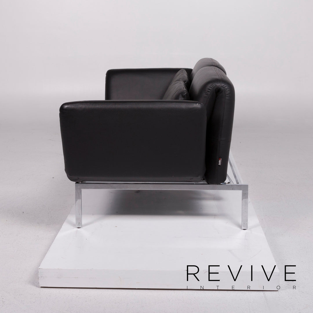 Brühl Roro Medium Leather Sofa Black Two Seater incl. Feature #11661