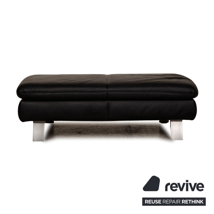 Koinor Rossini Leder Sofa Garnitur Schwarz Dreisitzer Hocker