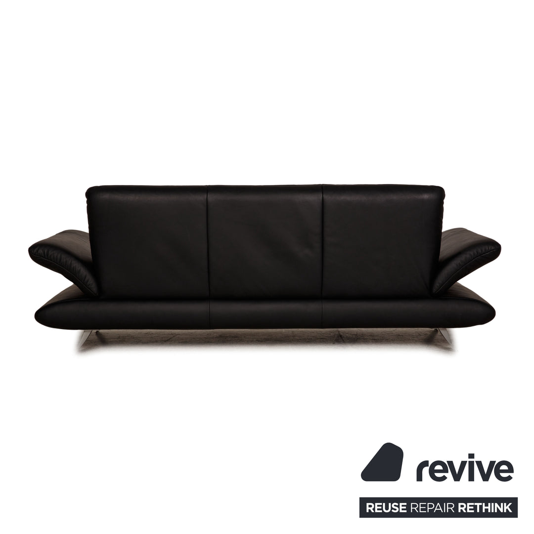 Koinor Rossini Leder Sofa Garnitur Schwarz Dreisitzer Hocker