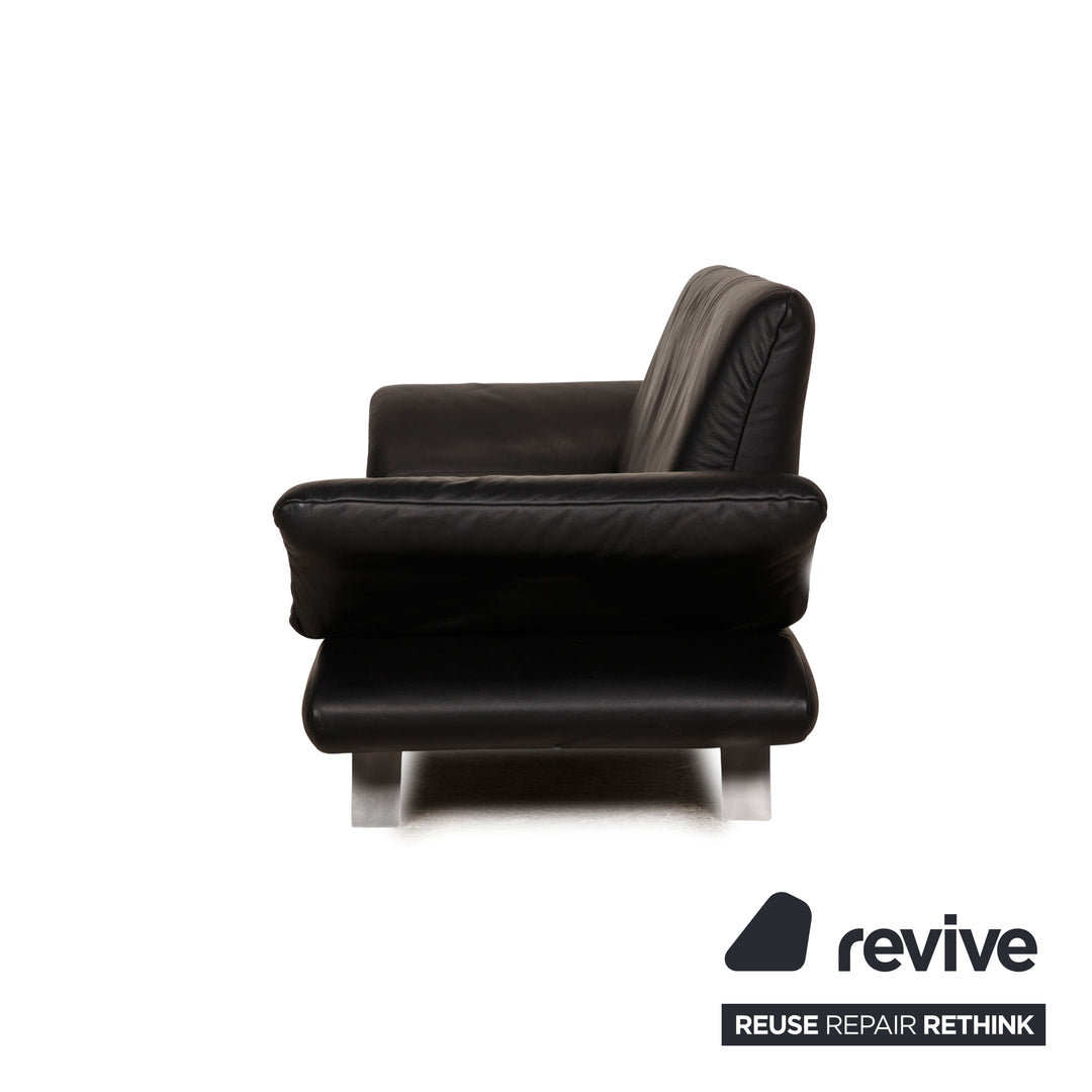 Koinor Rossini Leder Sofa Garnitur Schwarz Dreisitzer Hocker