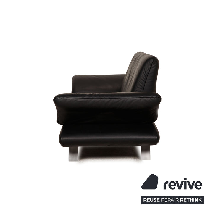 Koinor Rossini Leder Sofa Garnitur Schwarz Dreisitzer Hocker