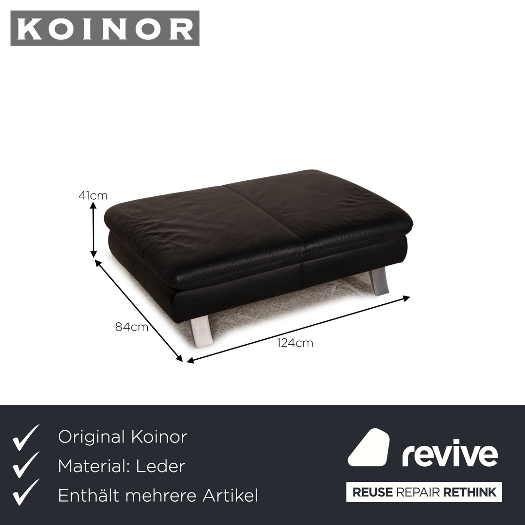 Koinor Rossini Leder Sofa Garnitur Schwarz Dreisitzer Hocker