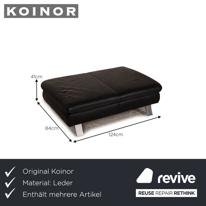 Koinor Rossini Leder Sofa Garnitur Schwarz Dreisitzer Hocker