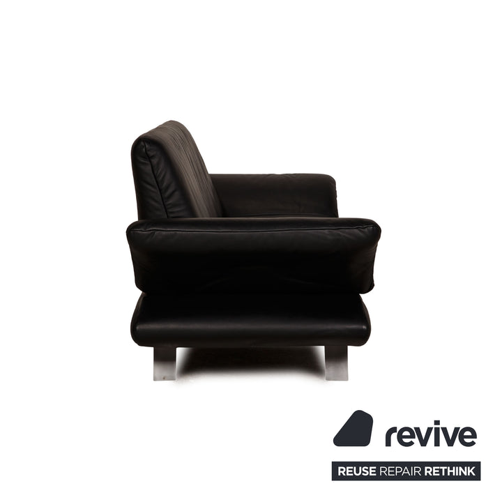 Koinor Rossini Leder Sofa Garnitur Schwarz Dreisitzer Hocker