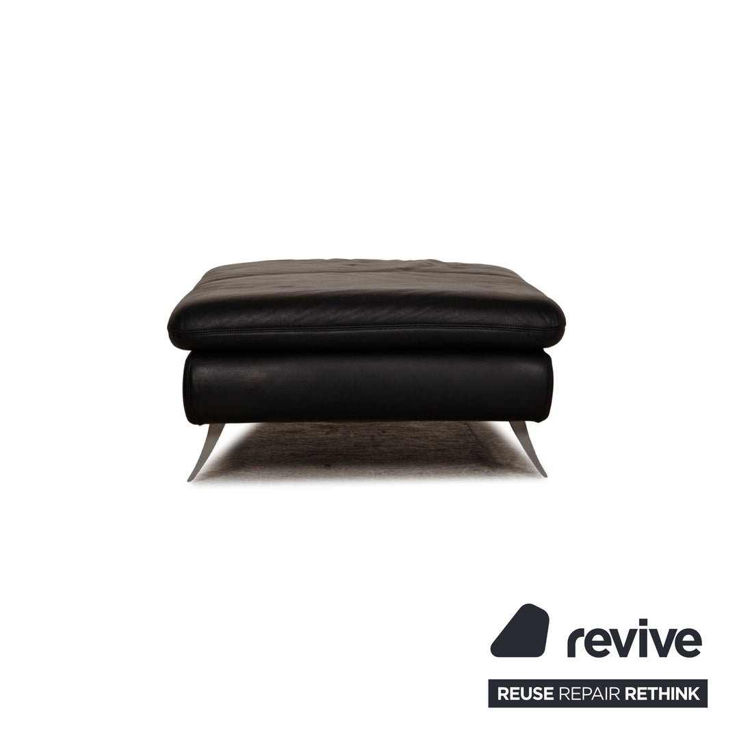Koinor Rossini Leder Sofa Garnitur Schwarz Dreisitzer Hocker