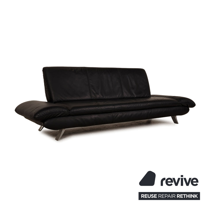 Koinor Rossini Leder Sofa Garnitur Schwarz Dreisitzer Hocker