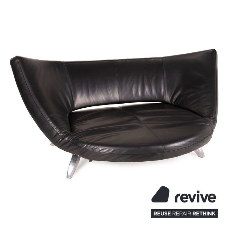 Leolux Danaide Leder Sofa Schwarz Zweisitzer Funktion Couch