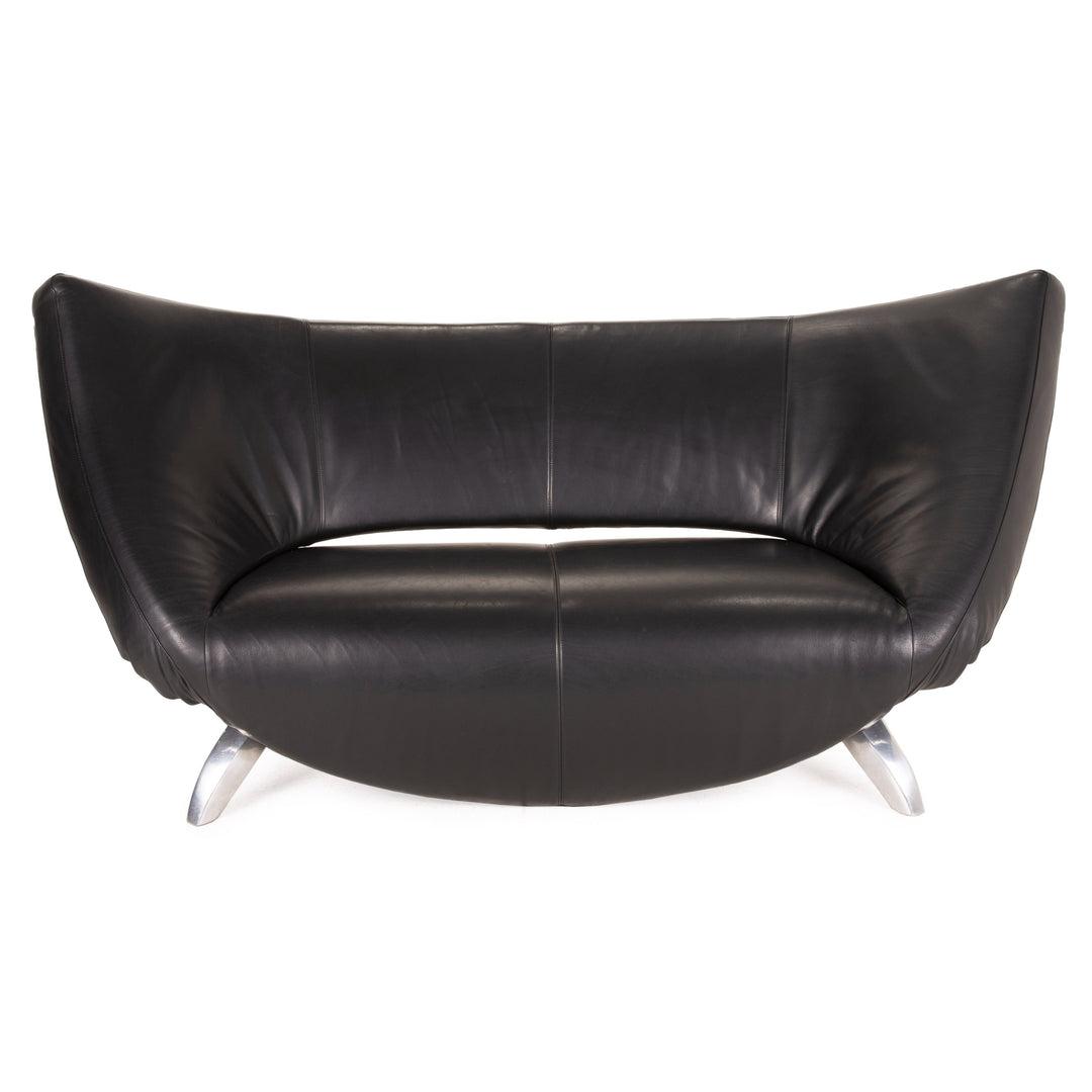 Leolux Danaide Leder Sofa Schwarz Zweisitzer Funktion Couch