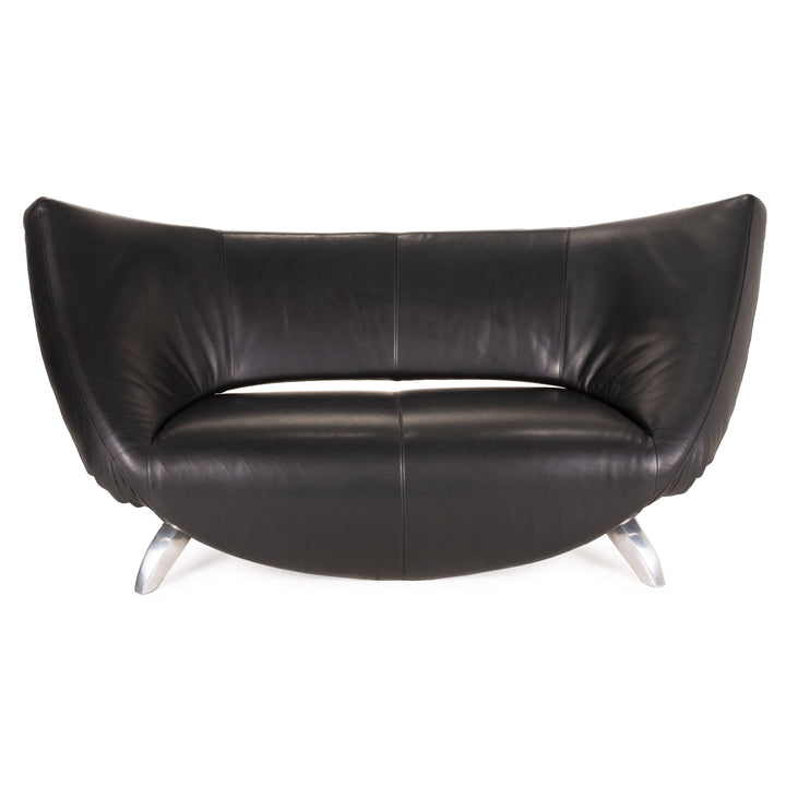 Leolux Danaide Leder Sofa Schwarz Zweisitzer Funktion Couch