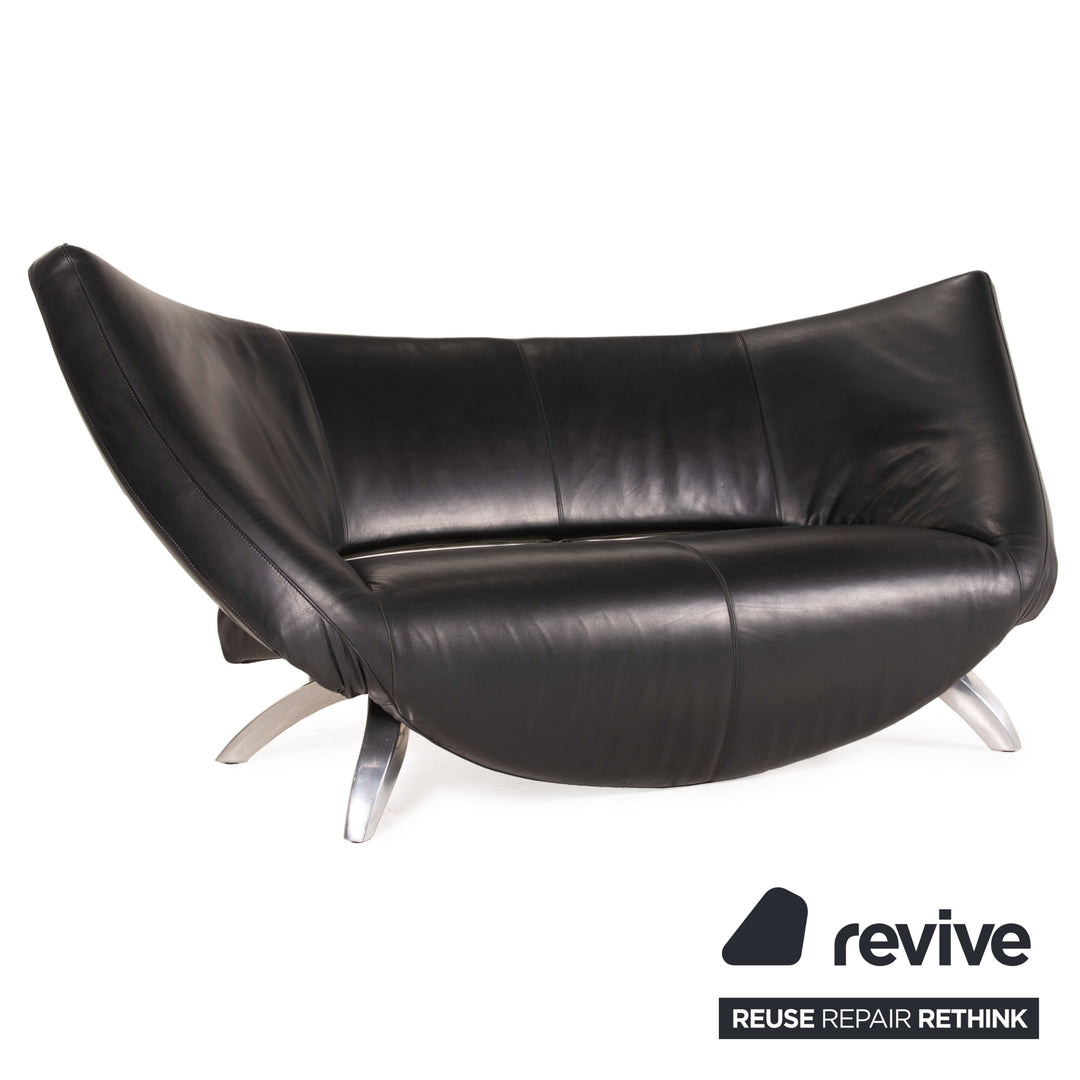 Leolux Danaide Leder Sofa Schwarz Zweisitzer Funktion Couch