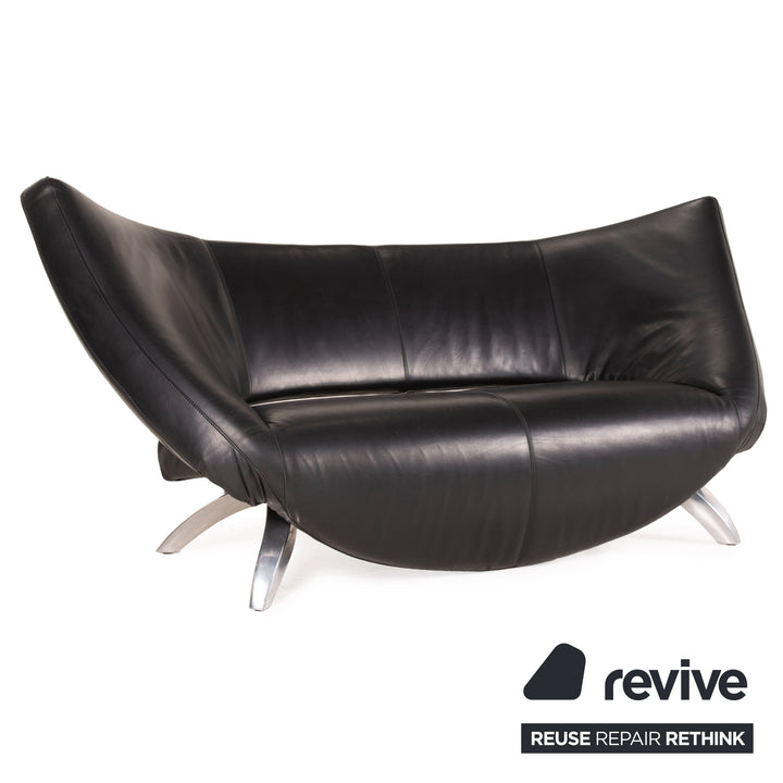 Leolux Danaide Leder Sofa Schwarz Zweisitzer Funktion Couch