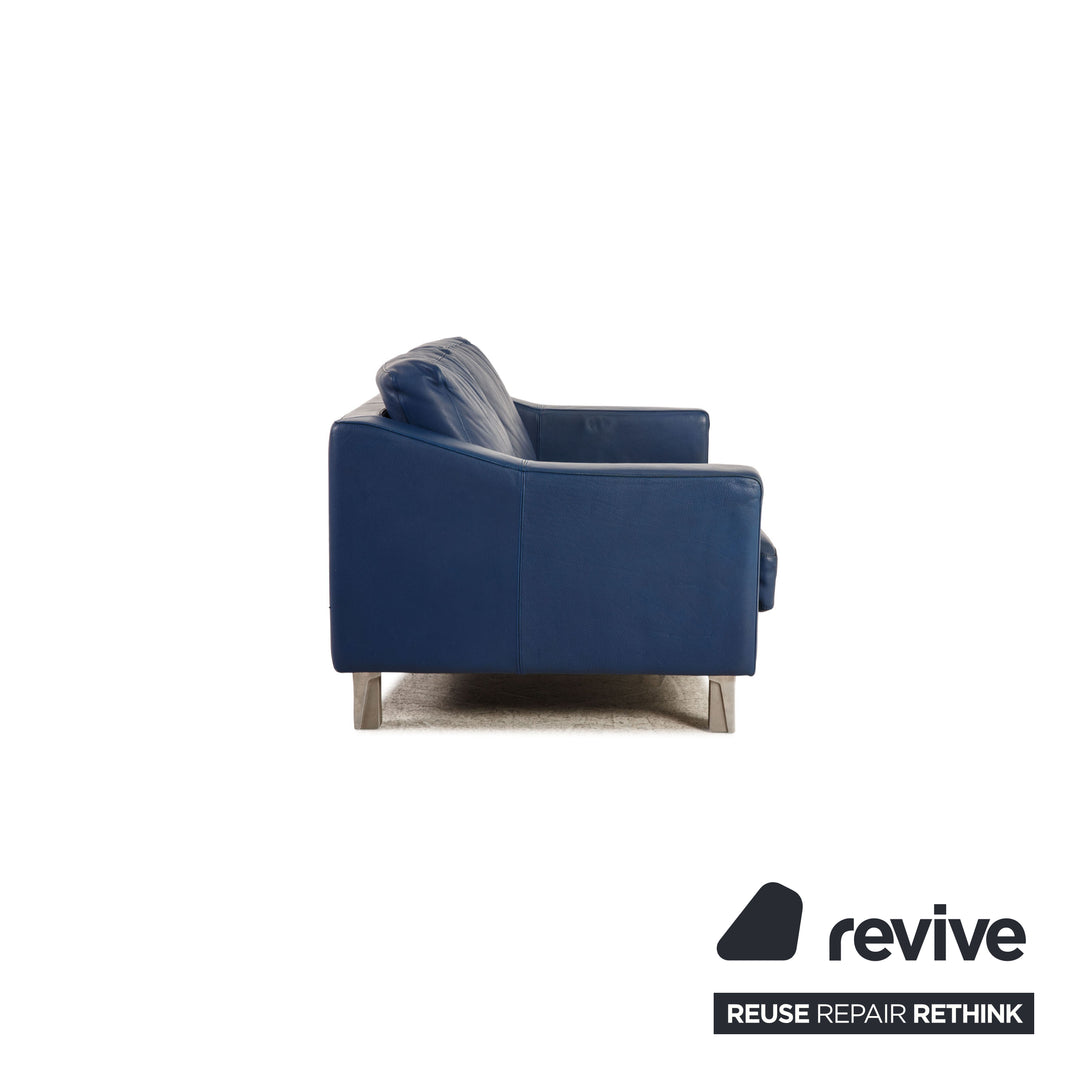Leolux Leder Zweisitzer Blau Sofa Couch