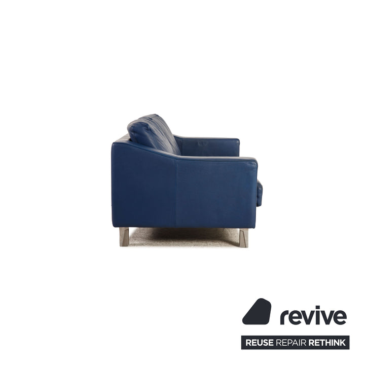 Leolux Leder Zweisitzer Blau Sofa Couch