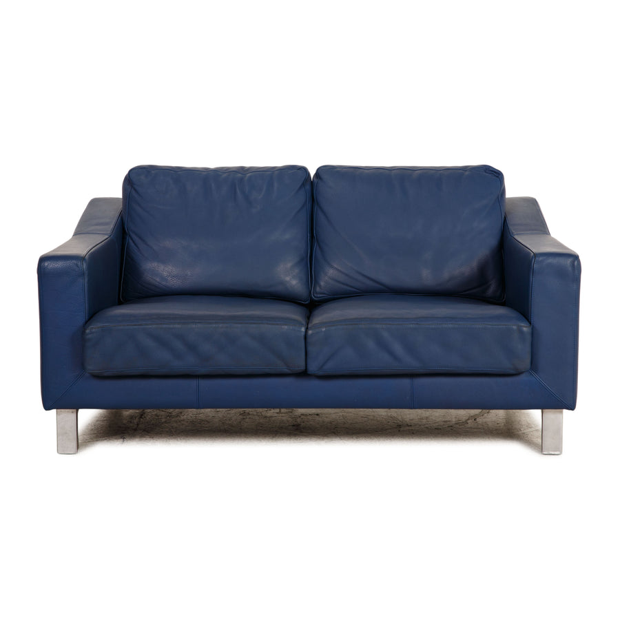 Leolux Leder Zweisitzer Blau Sofa Couch