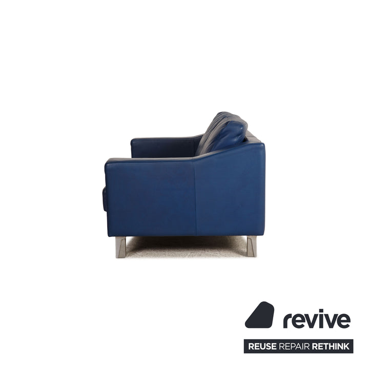 Leolux Leder Zweisitzer Blau Sofa Couch